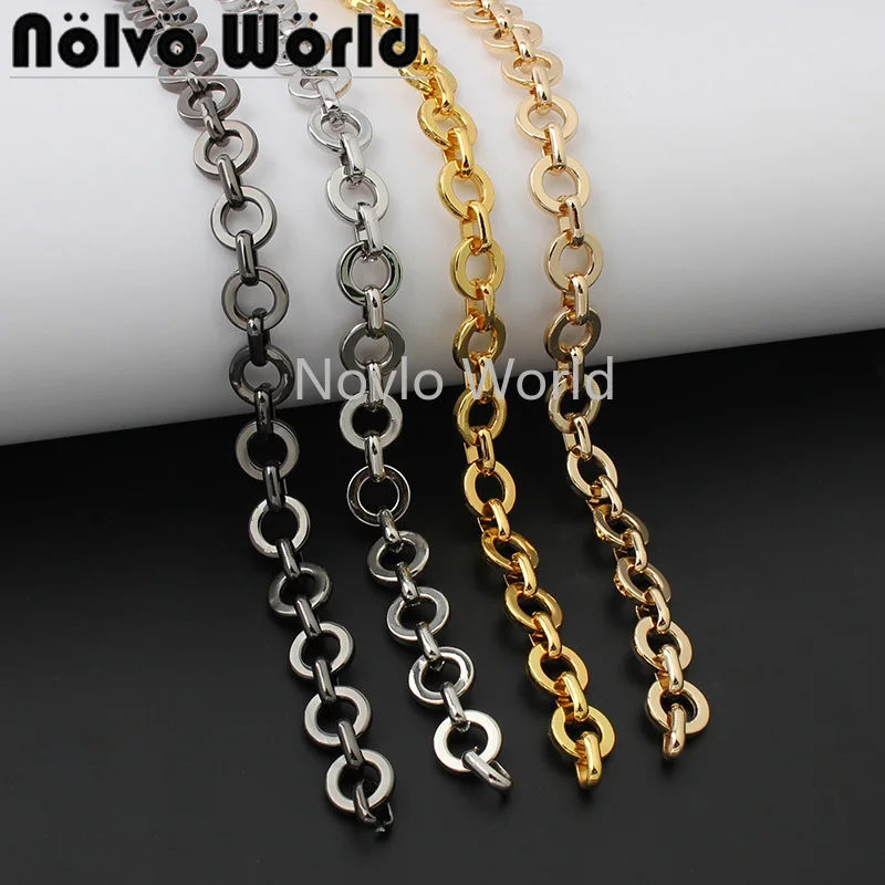 50cm 1meter 10 meters 4 colors K gold 7mm width Alloy and Iron metarial round shape chains for chain purse replace handbag parts