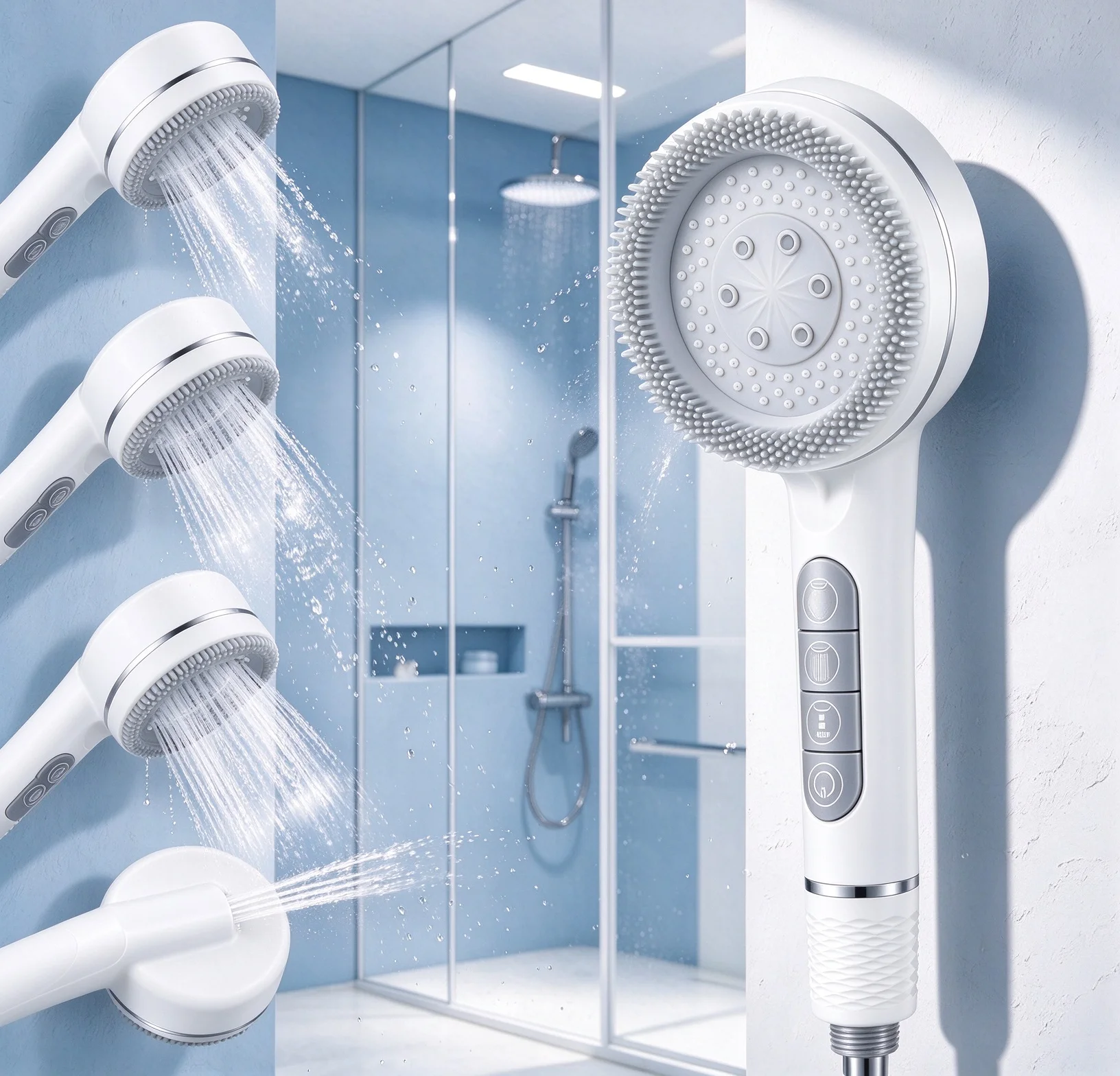 1 Pc Home SPA Handheld Filter Shower Head with Multi-Function Massage Design, 4 Adjustable Powerful Water Curtain Sprays