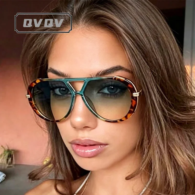 QVQV Fashion Round Woman Sunglasses Luxury Brand Gradient Pilot Sun Glassses Outdoor Travel Driving Eyewear Female UV400 Lentes