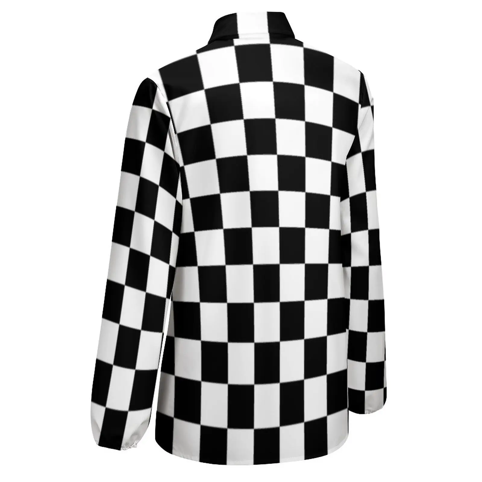 Black Checkerboard Blouse Classic Black and White Checker Office Print Blouses Women Autumn Oversize Long Sleeve Casual Shirts