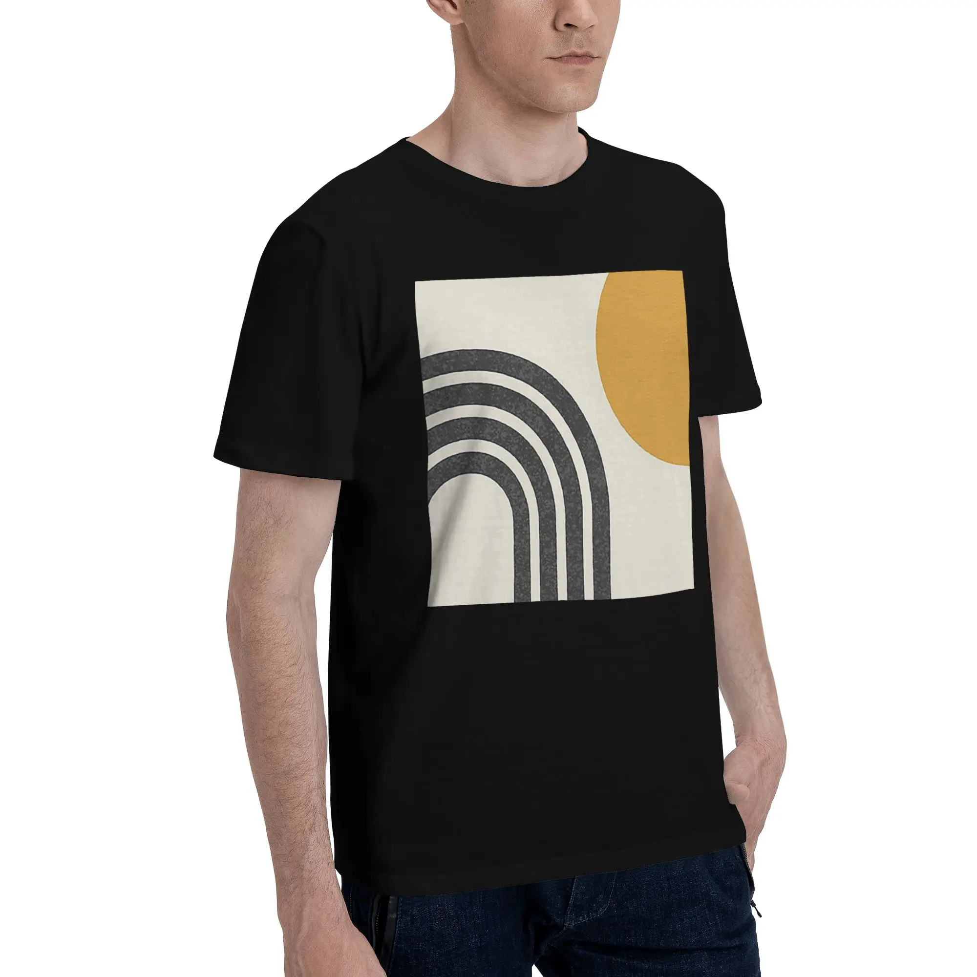 

Современное золото середины века - Мужская футболка «Солнце и Радуга», футболки больших размеров, мужские хлопковые футболки с круглым вырезом, короткие летние мужские футболки