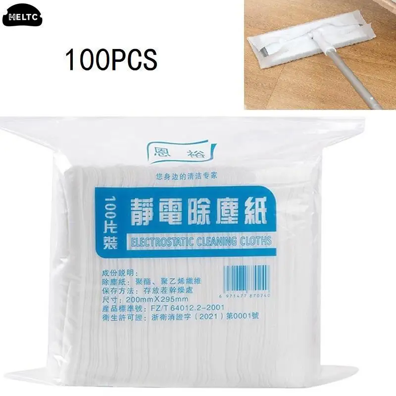 100pcs/pack Wet And Dry Electrostatic Dust Mop Paper Disposable Electrostatic Dust Removal Mop Paper Home Kitchen Cleaning Cloth