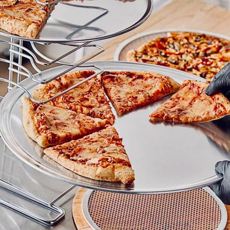 Wide Rim Aluminum Pizza Pan Baking Tray - Durable, Lightweight, Perfect Bake image 3