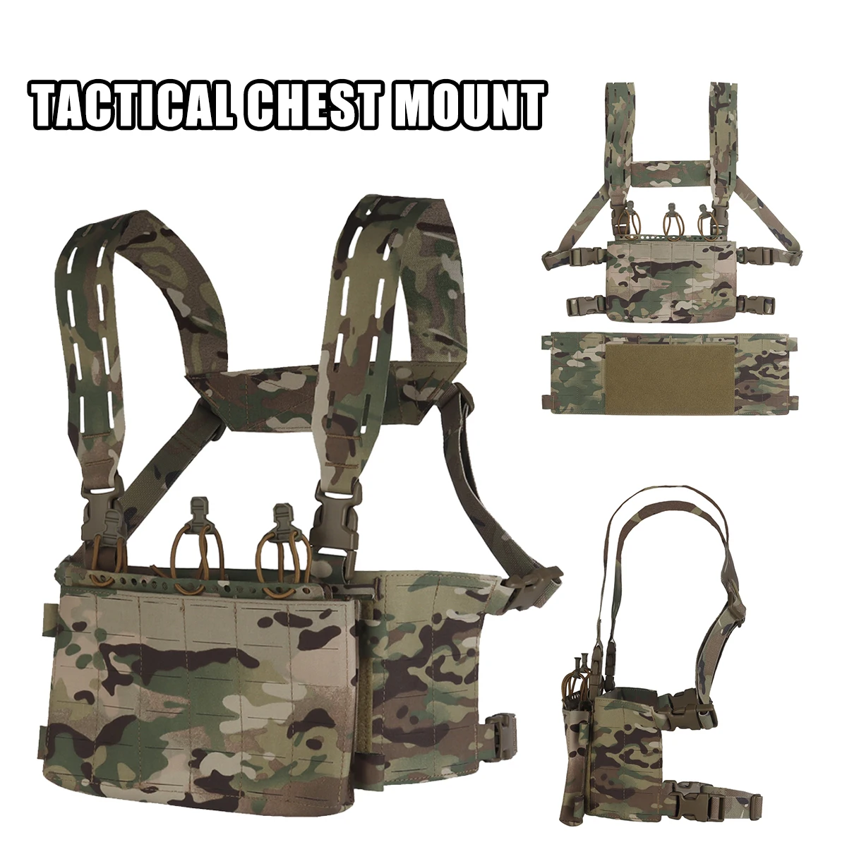 

Modular Tactical Chest Lanyard Triple Magazine Pouch Quick Release Hunting Vest for Outdoor Hunting Airsoft Paintball Shooting