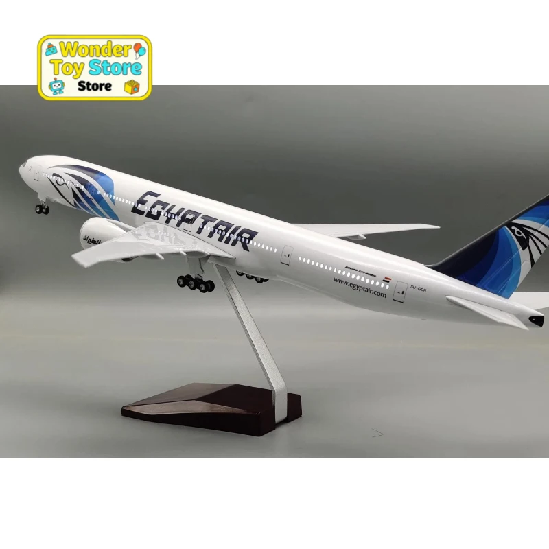 

47cm 777 Airplane Model With LED Lights And Wheels Static Simulation Desktop Display Ornament For Aviation Enthusiasts