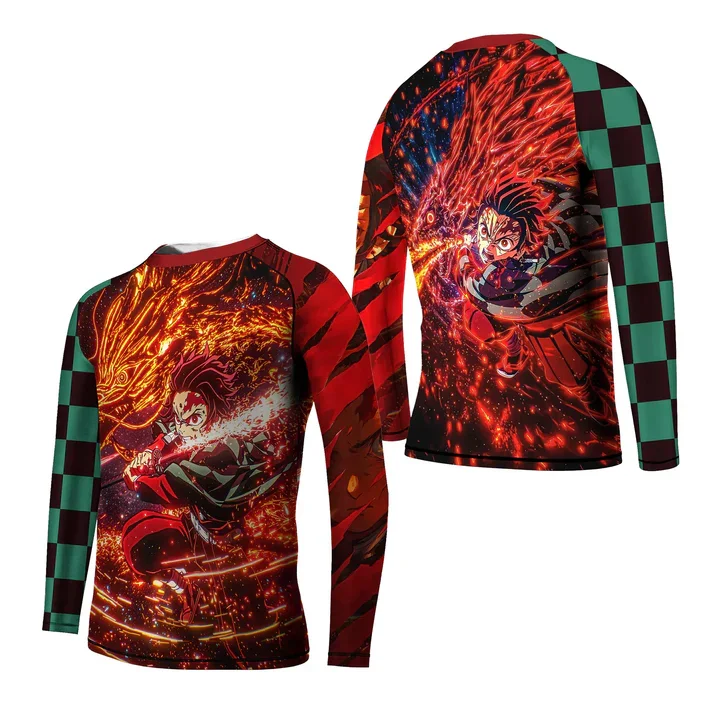 2026 Trendy and Fashionable New Style Ghost Slayer Blade Hip-hop 3D Printed Men's and Women's Casual Loose Long Sleeved T-shirt