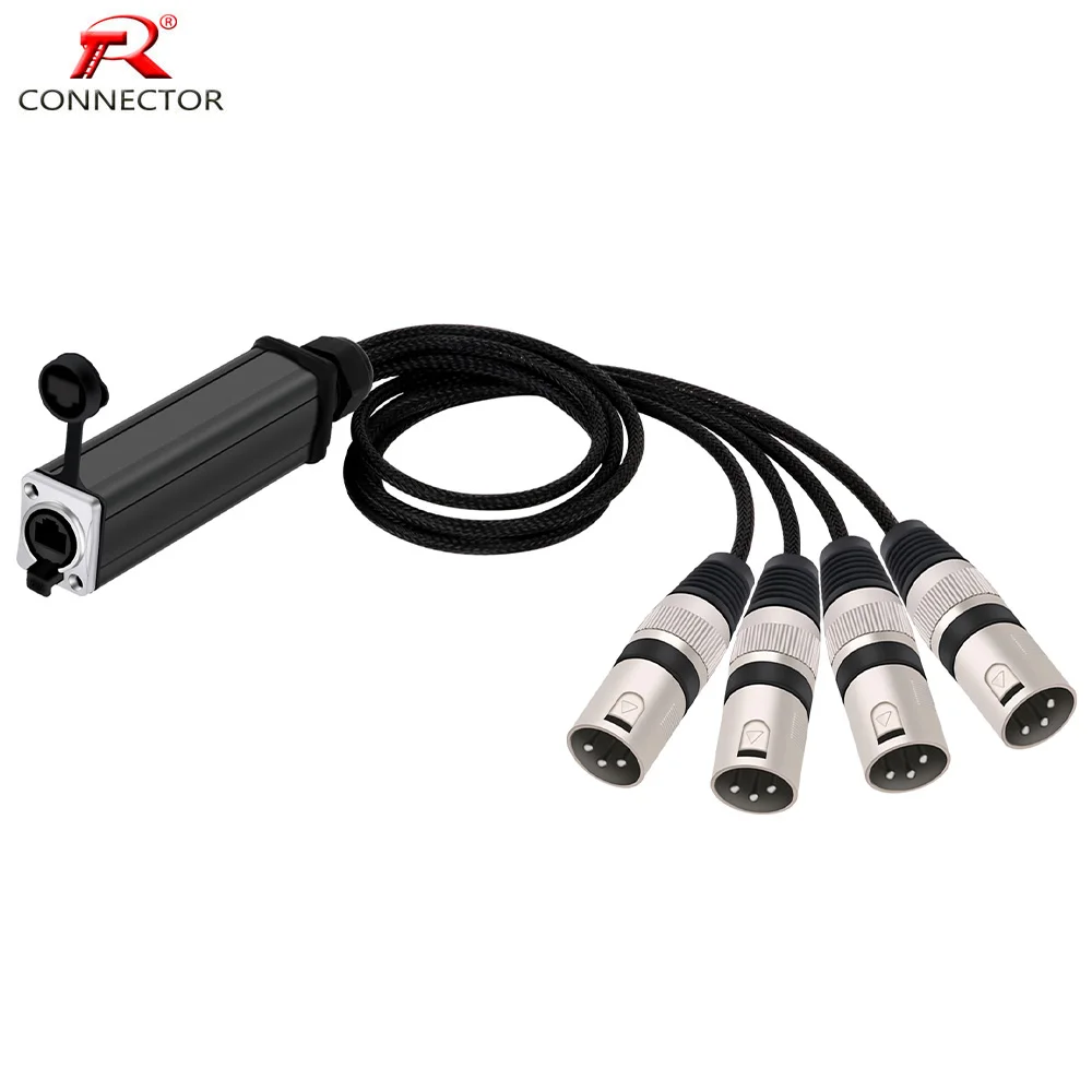 

Audio 4 Channel 3Pin XLR Extender Multi Network Receiver to Ethercon Cable for XLR Male/Female to RJ45 Female Over Braided Cat5