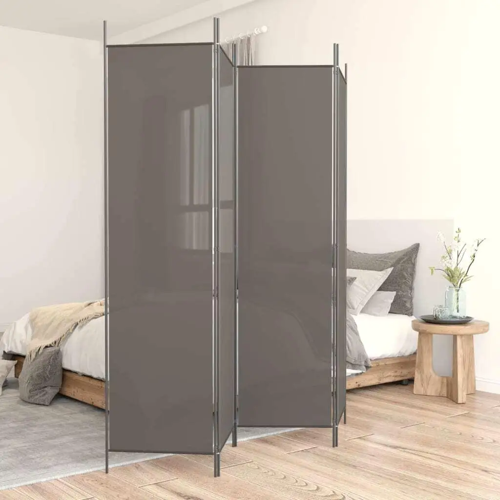 4-Piece Grey Fabric Room Divider 200x200 cm - Stylish  Screen