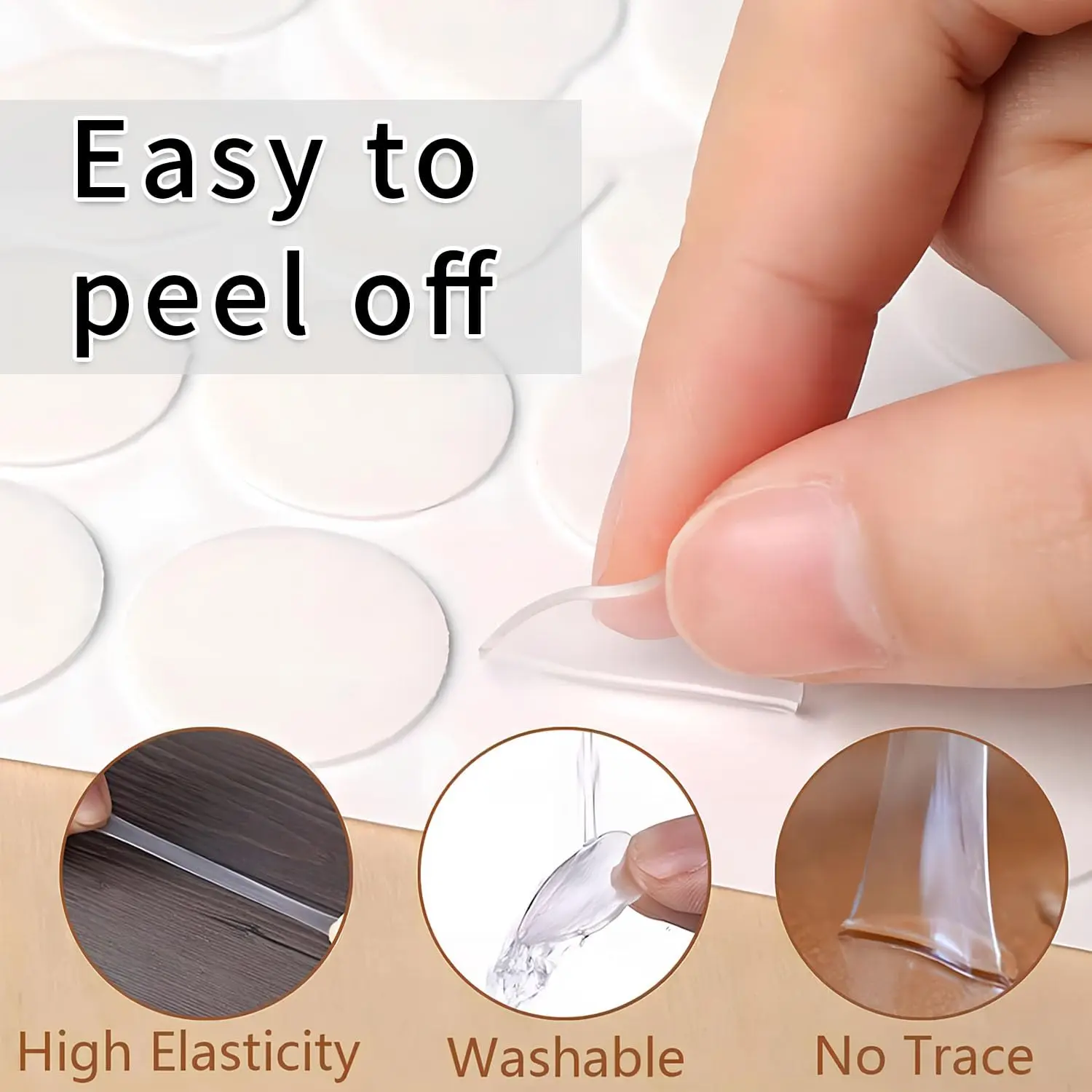 300Pcs,Transparent Removable Double-Sided Sticky Dots 10mm, Traceless No Residue Adhesive Dots for Home Wall Decor & Ornaments
