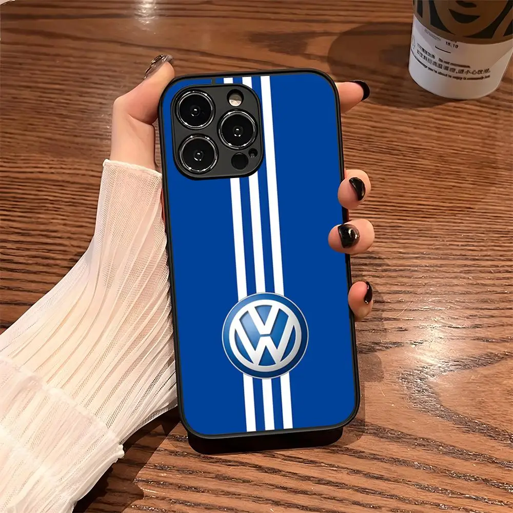 V-VolkswagenESS Car LOGO Phone Case for iPhone 13 15ProMax 14 11 12 Pro Max Mini 8 7 Plus SE2020 XS Max X XR Matte Black Cover