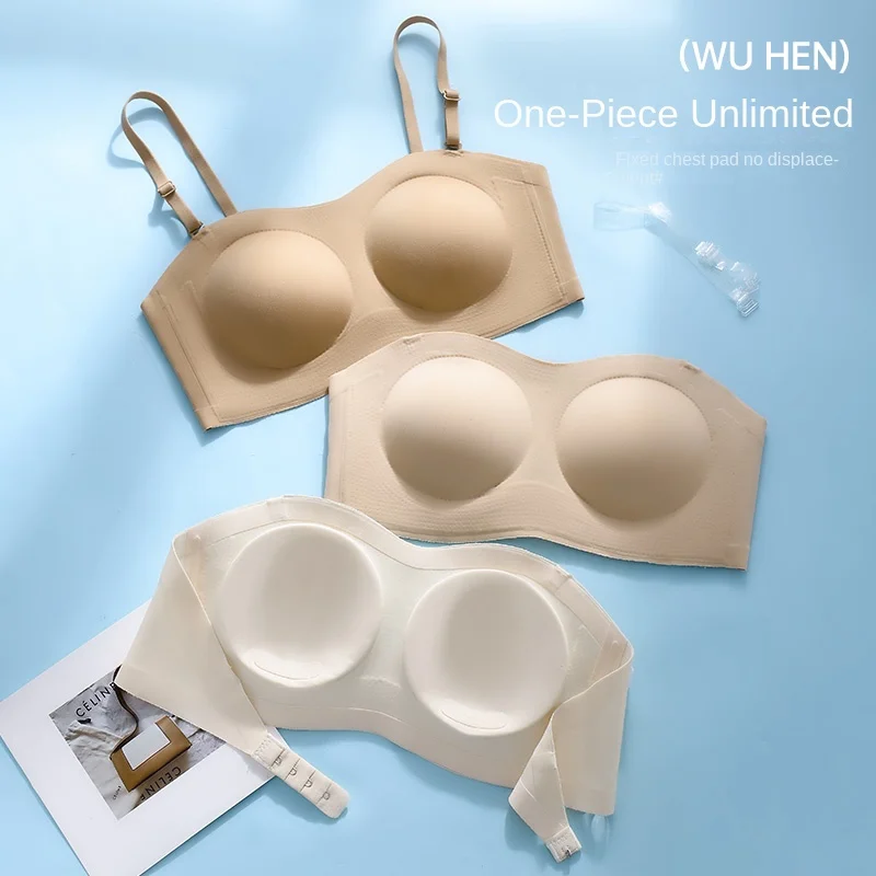 Sujetador Invisible sin tirantes para mujer, ropa interior de una pieza sin costuras, antiflacidez, sin rastro, sin anillo de acero