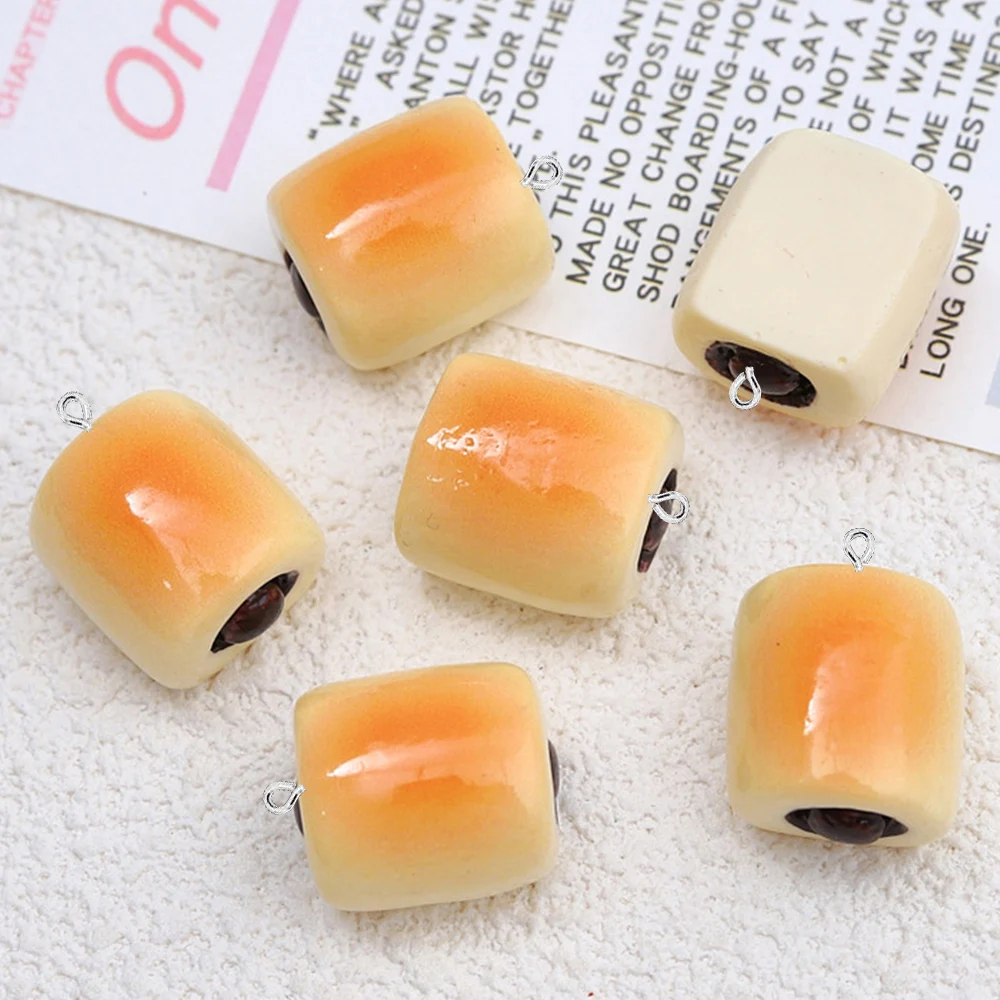 10PCS Shiny Chocolate Bread Roll Flat Back Charms For Earrings Bracelet Hairpin DIY Jewelry Pendants Decoration Accessories