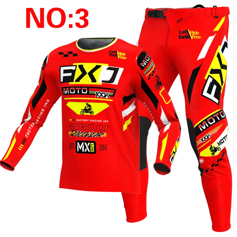 NEW FXJ yellow enduro motocross gear set mx jersey pants green motorbike clothing mtb carracing suit Off Road equipment view 4