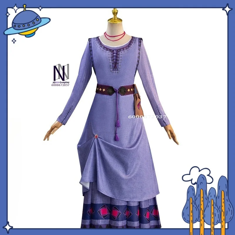 

Wish Asha Princess Dress Stage Movie Replica for Adult Children Role-play Flowing Purple Dress Movie-Inspired Cosplay Costume