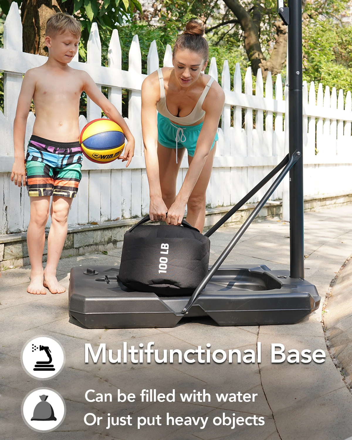  Portable Basketball Hoop Quickly Height Adjusted 4.9-10ft Outdoor/Indoor Basketball Goal System With 44 Inch Backboard And Whee