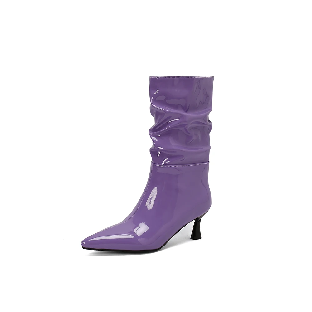 2026 New Autumn Fashion Women Mid Calf Slouch Boots High Stiletto Heel Lady Party Shoes Large Small Plus Size 32 12 44 48