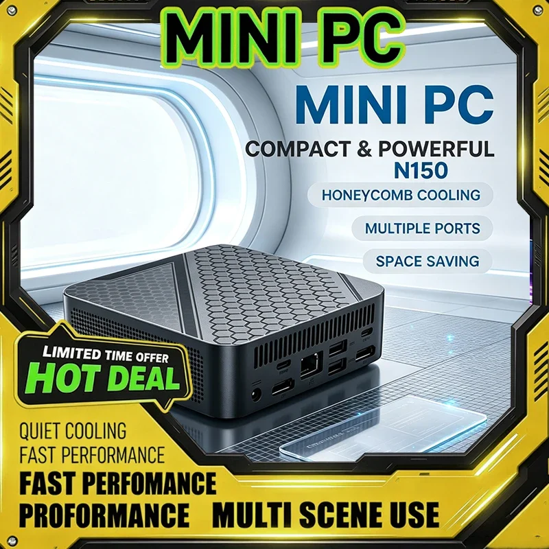 N150 MiniPC Compact with Cooling System Rich Interface Design Portable Computer for Home Office Business Daily Application