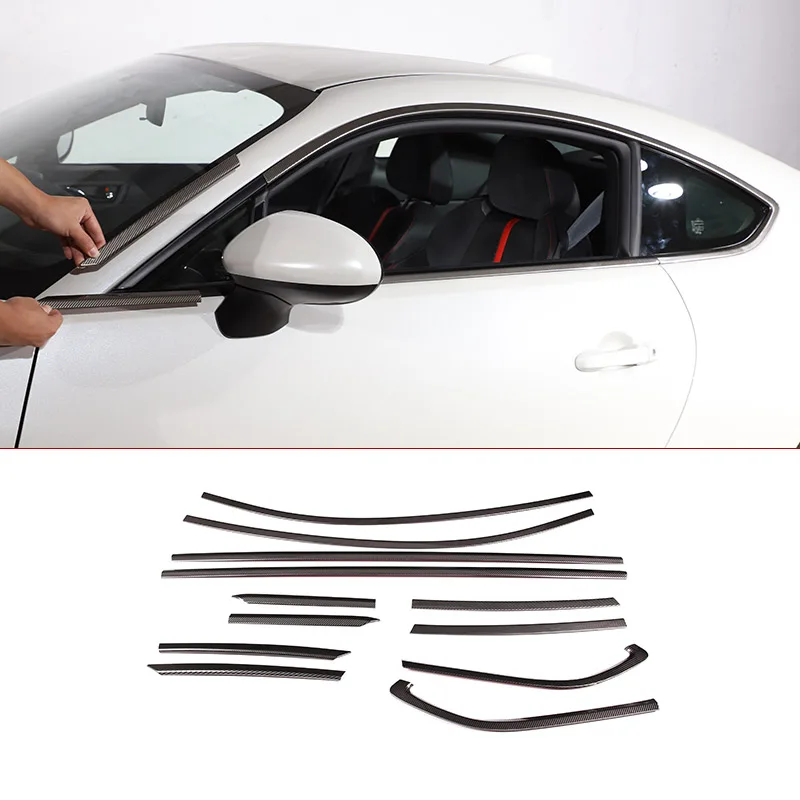 Carbon Fiber Style Stainless Steel Bright silver Car Window Trim Stickers For Toyota 86 2022 For Subaru BRZ 2022 Car Accessories