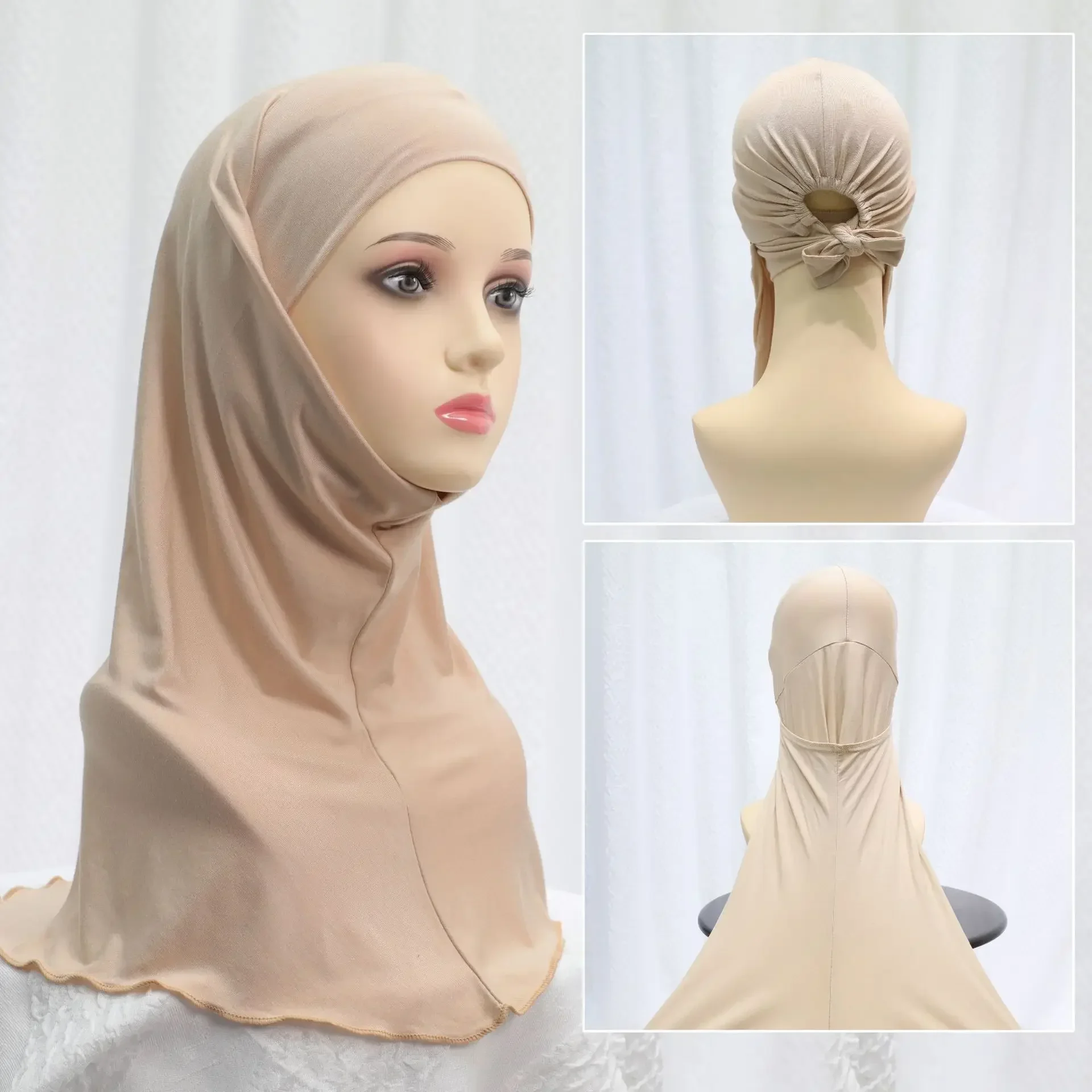 Muslim Women One Piece Amira Instant Scarf Turban Bandage Head Wrap Khimar Pull On Headscarf Islamic Pray Hat Arabic Turbante