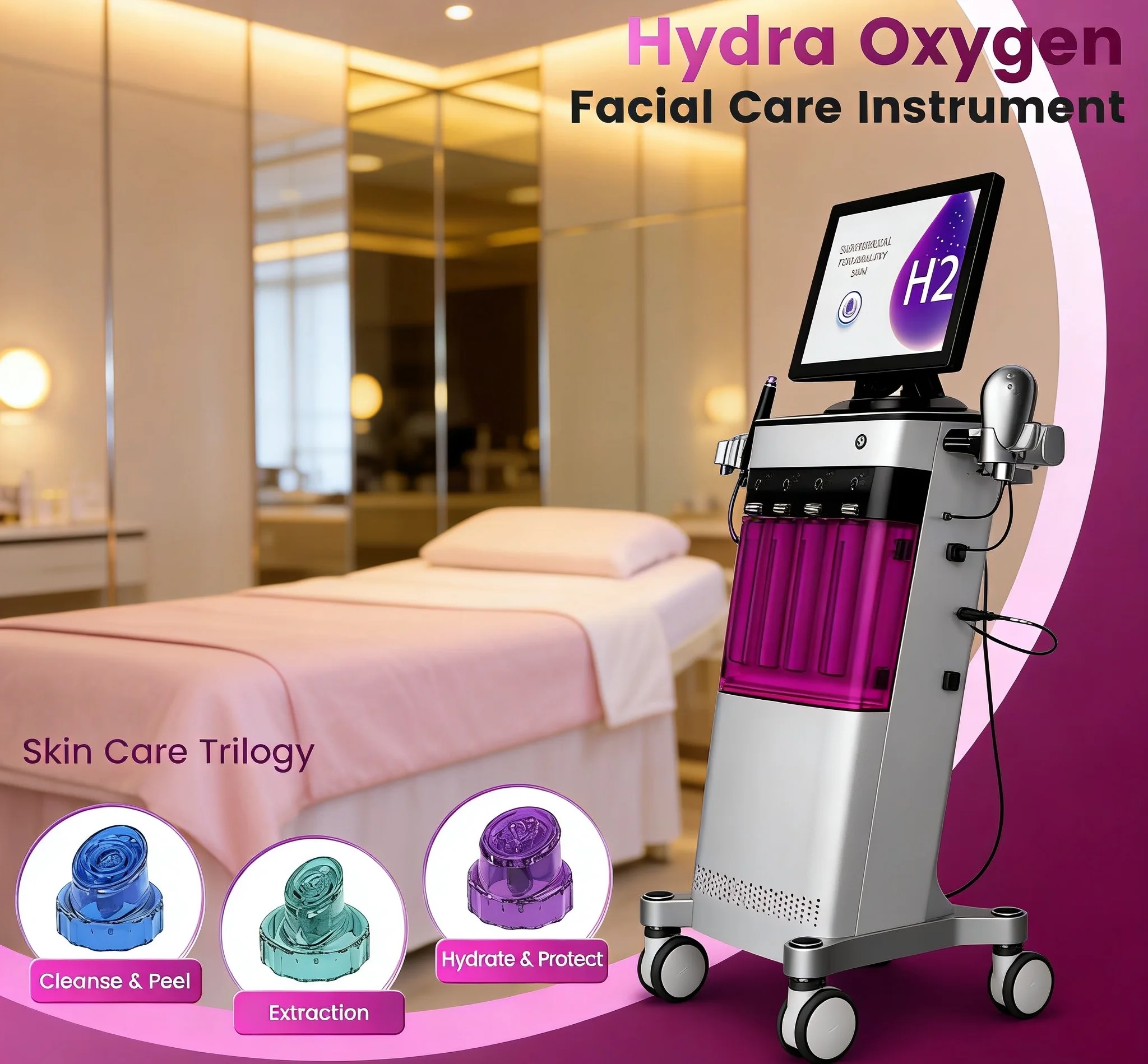 آلة العناية بالبشرة متعددة الوظائف للوجه من هيدرا أوكسجين: تنظيف الوجه، تجديد، إزالة الرؤوس السوداء #2