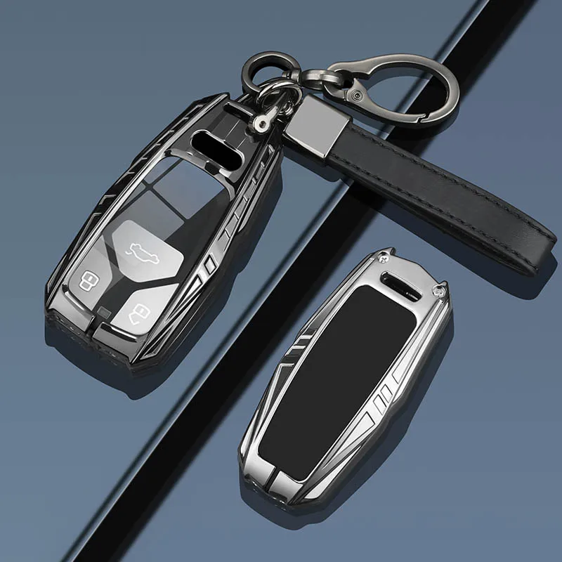 Capa Protetora de Chave de Carro em Liga de Zinco Aplicável a Audi A4 A4L A5 Q5 Q7 TT TTS 8S B9 - Acessório Durável para Interior