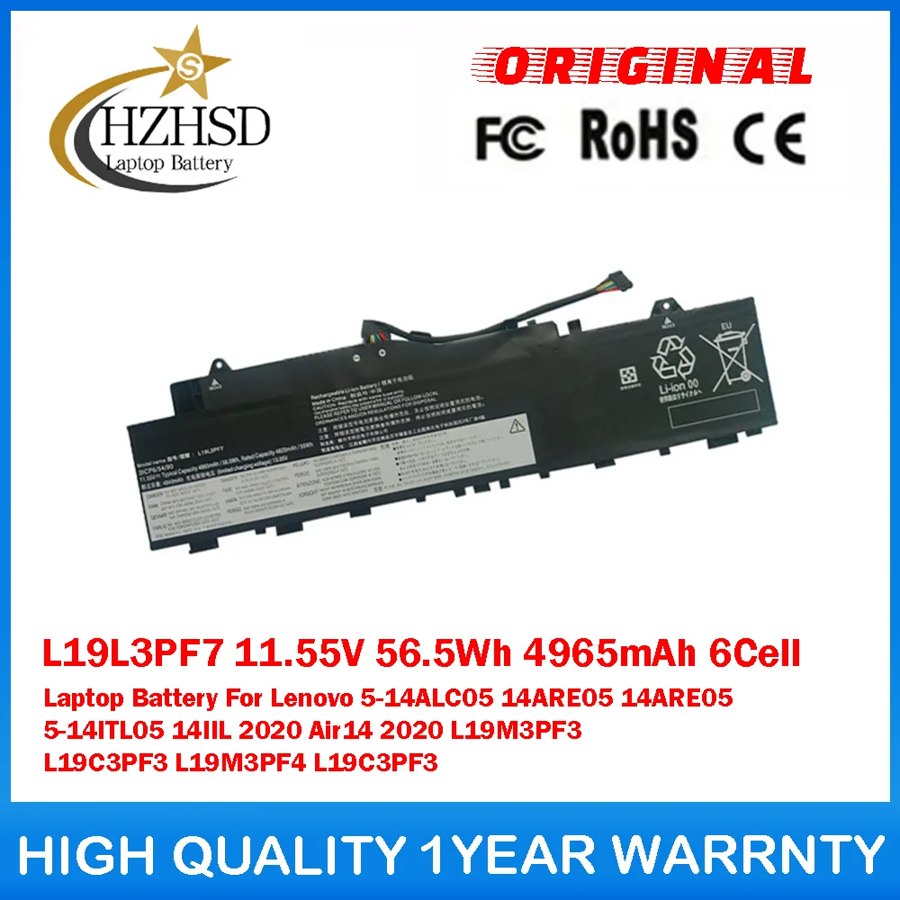 

L19L3PF7 11.55V 56.5Wh 4965mAh 6Cell Laptop Battery For Lenovo 5-14ALC05 14ARE05 14ARE05 5-14ITL05 14IIL2020 Air142020 L19M3PF3