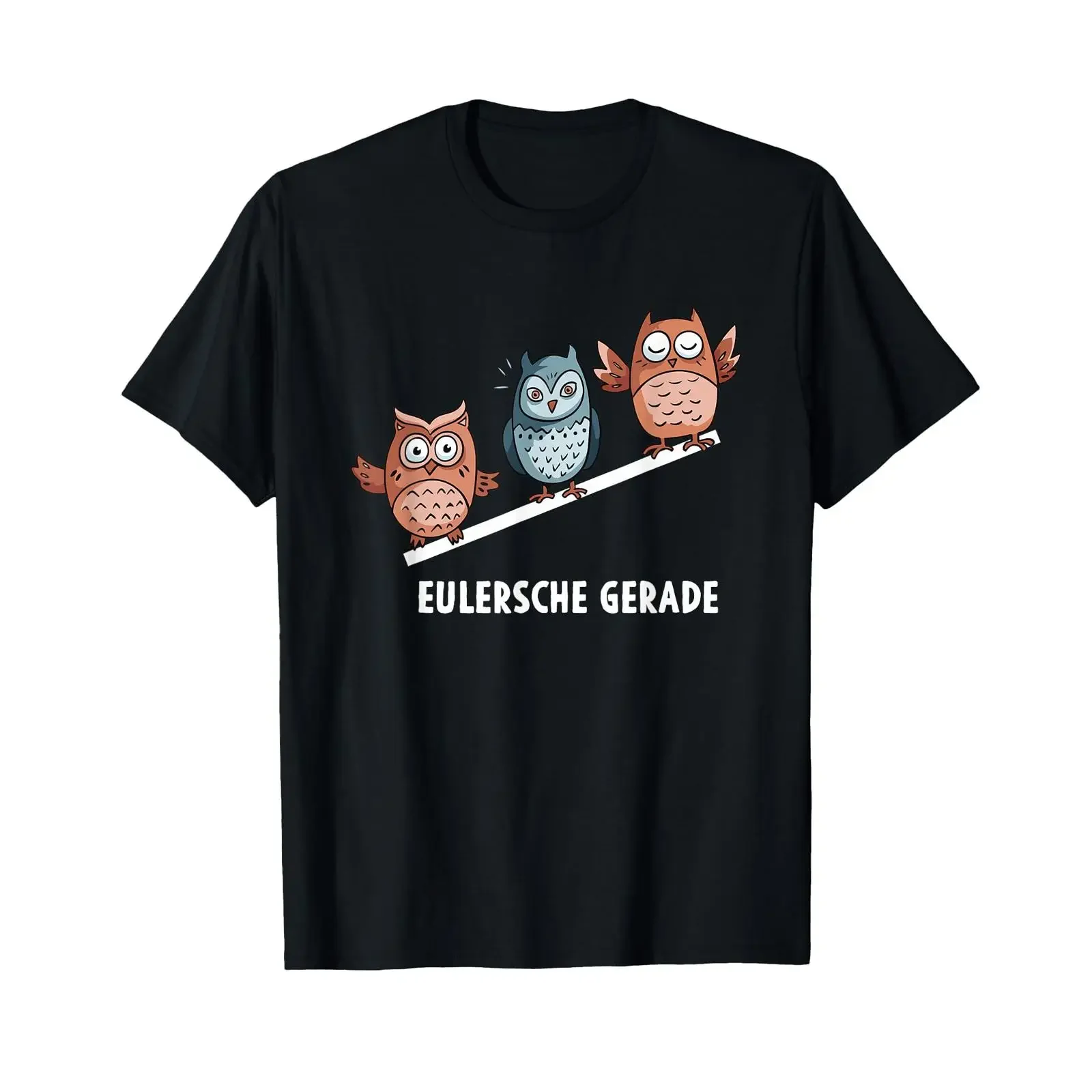 Funny Eulersche Gerade Mathe Owls Saying Mathematics T Shirt black vintage Washed homme graphic Stretched Versatile streetwear