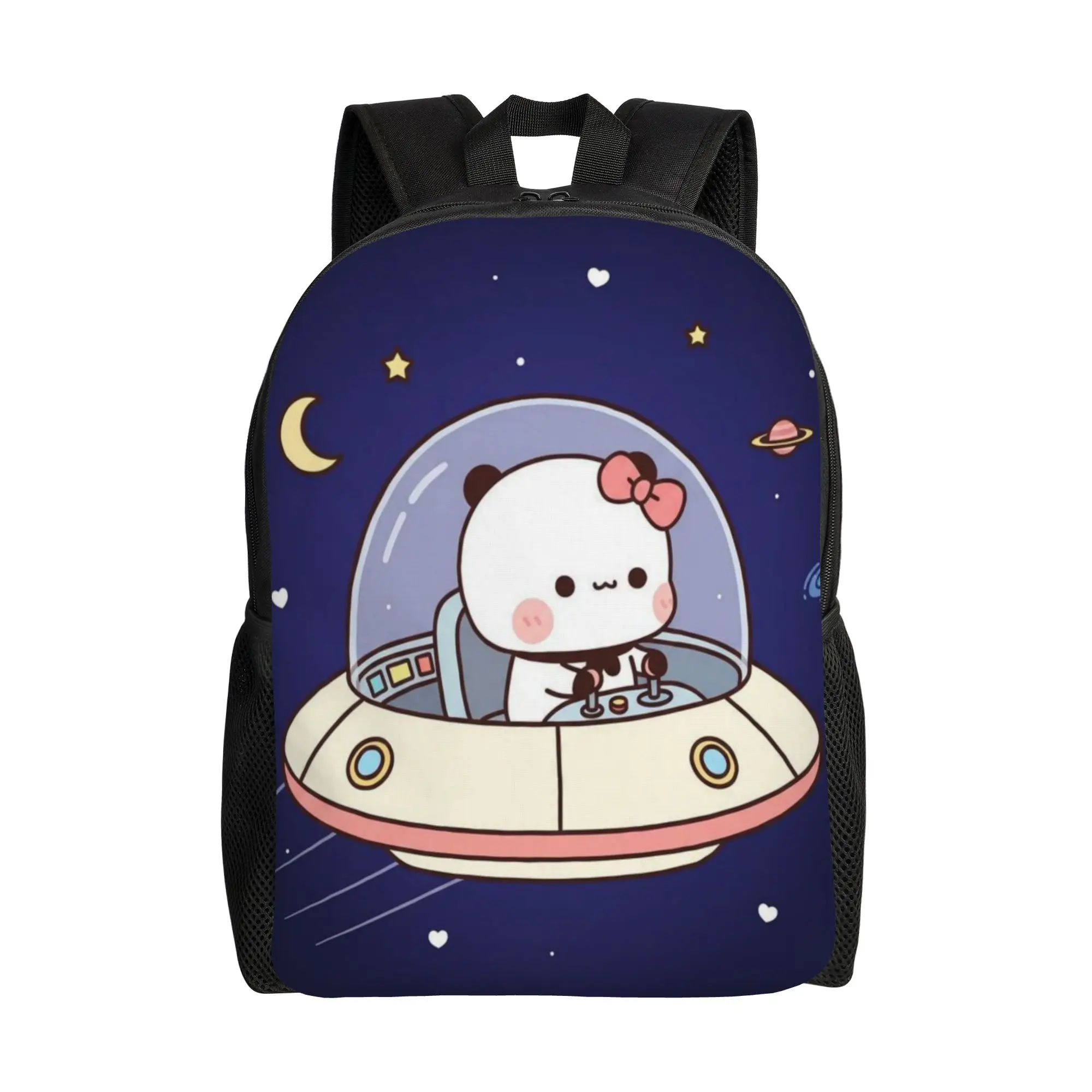 Cartoon Panda Bubu Dudu Backpack for Men Women Fashion Student Work Daypack Alien Spaceships Laptop Canvas Bags Outdoor