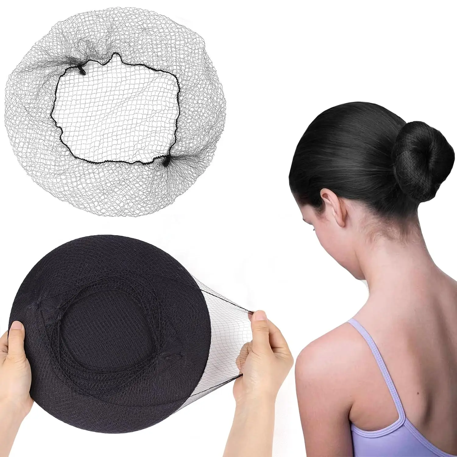 

Individual Packed Invisible Hair Nets 20Pcs 20Inches Elastic Edge Mesh Hairnets for Food Service Women Buns Ballet Cooking Black