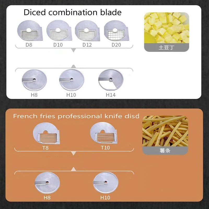 Kommerzielle Gemüseschneidemaschine Zwiebelschneidemaschine Elektrischer Kartoffelschneider Edelstahl Kohlzerkleinerer Maschine