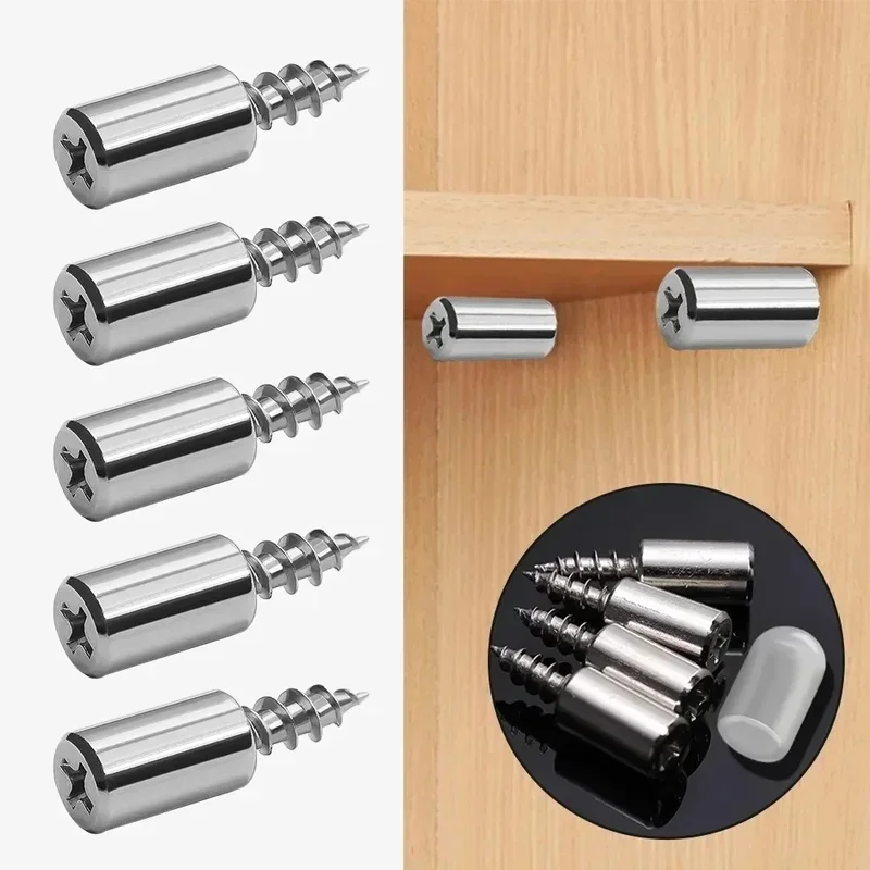 8/16/24set Self Tapping Screw Layer Plate Holder Wardrobe Septum Brackets Fixed Screws Shelf Support Pegs with Non-Slip Sleeves