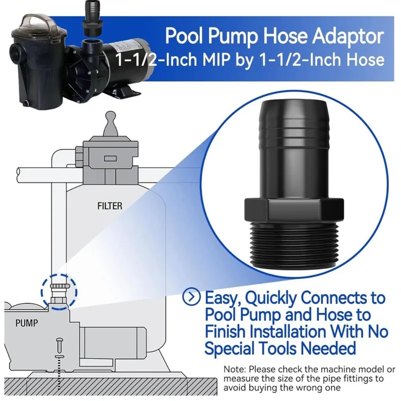 

AA19 Replacement Hose Male Insert Adapters SPX1091Z2(4Pcs)- For S240PAK1, S200PAK1, S160T, S190T Sand Filter Model Units Black C