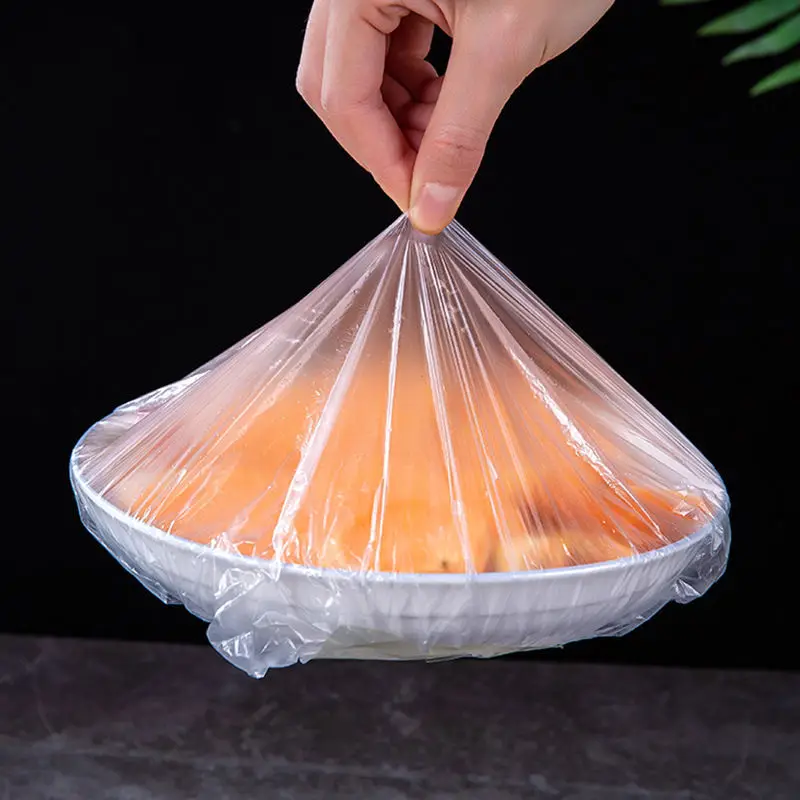 100pcs Disposable Food Cover Plastic Wrap Elastic Food Lids for Fruit Bowls Cups Caps Storage Kitchen Fresh Keeping Saver Bag