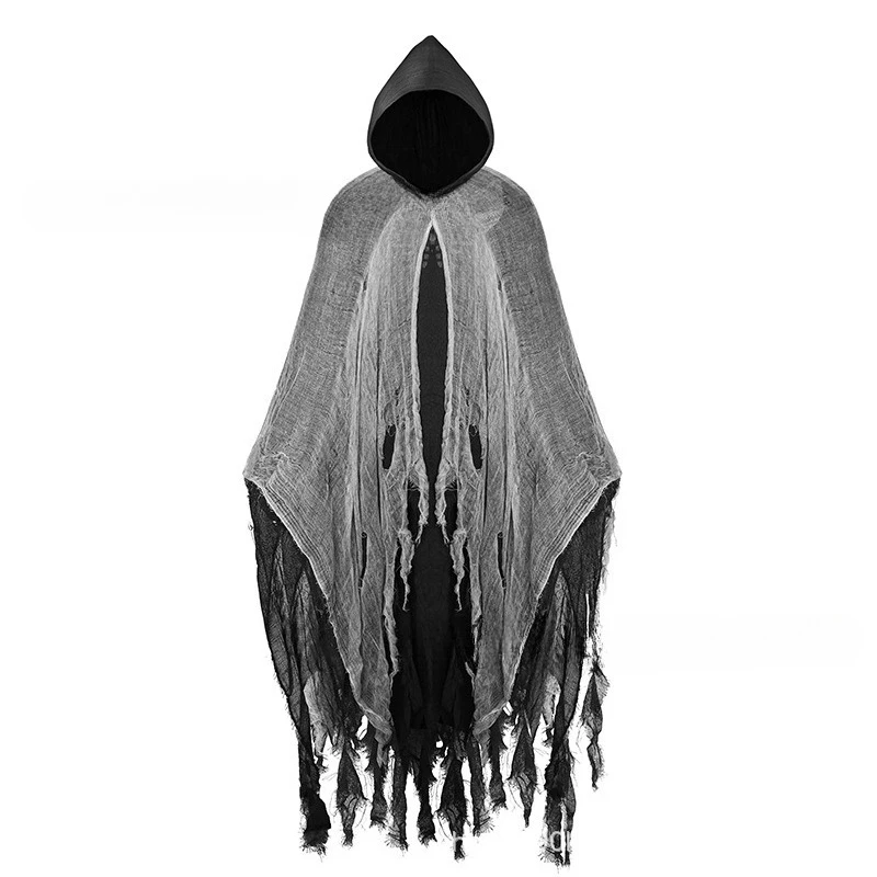 Halloween Skeleton Cloak Costume with Mask, Zombie Cape Robe for Haunted House Cosplay Party