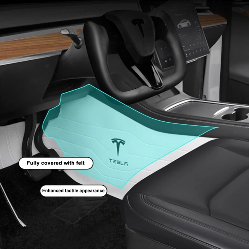 Car Floor Mats Custom for tesla model 3/y/x Leather Carpet Solvent-free EPU NEW Set 3D Tesla Logo white Auto Foot Pad Protector