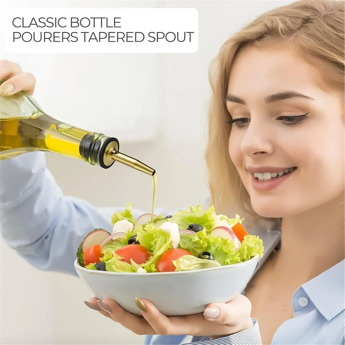 24 Pcs Stainless Steel Bottle Pourers with Rubber Dust Caps Tapered Spouts Set Bar Supplies for Oil Beer Drink Water