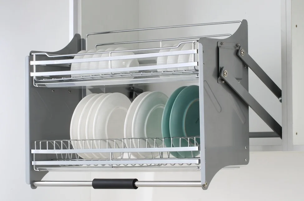 Wall Cupboard Lifting Drawer Basket of Dishes Kitchen Cabinet Drop-down Closet