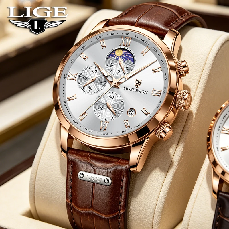 

Luxury 2026 New LIGE Fashion Man Watch Business Quartz Wristwatches 30M Waterproof Luminous Chronograph Watches Men Gifts Reloj