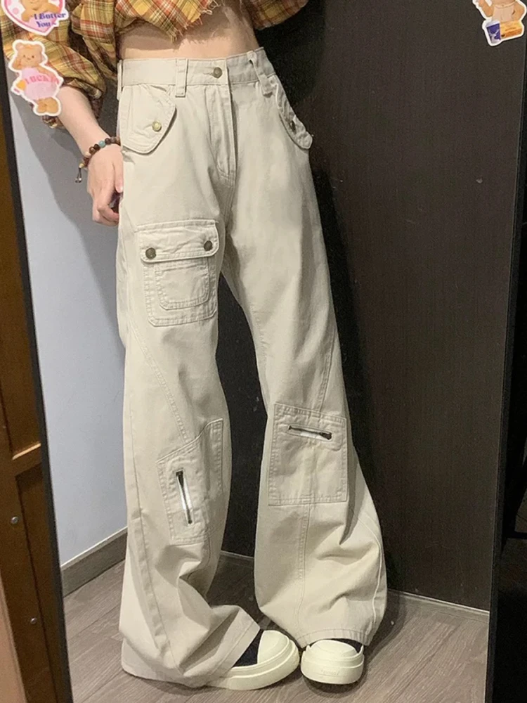 Plus Size American Sle Bell Bot Workwear Jeans Damen Frühling Sommer Lose Hohe Taille Schlanke Gerade Bein Bodenlange Hosen