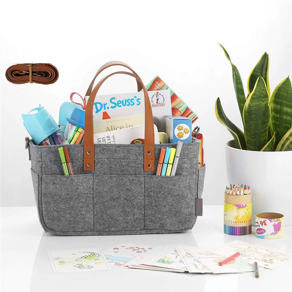 Automobiles Baby Felt Storage Nursery Organizer Basket Infant Diaper Bag with Handle Caddy Changing Nappy Kids Storage Carrier image 2