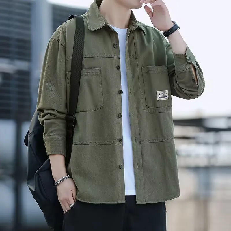 

Men's Casual Work irt Jaet Wear-Resistant Dirt-Resistant Construction Site Apparel Spring Autumn Loose Fit Long Sve