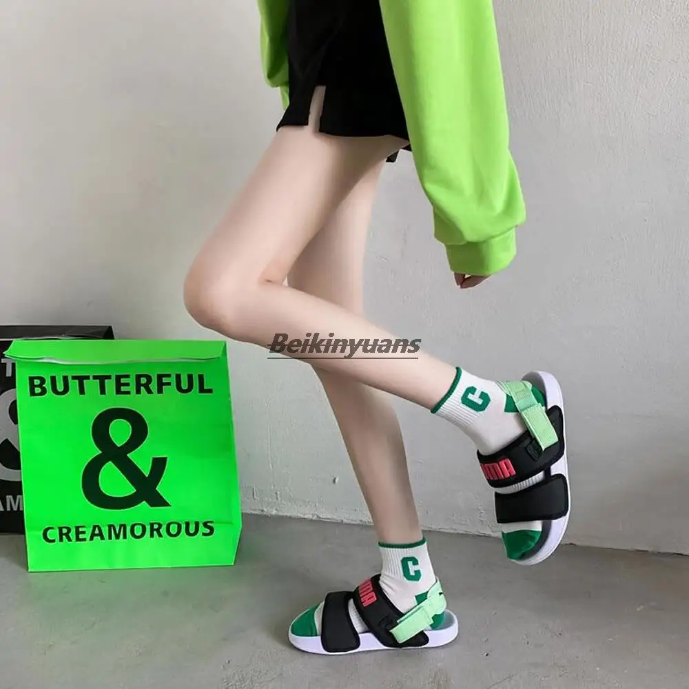 Klein Blue ladies socks checkerboard socks female Korean sports socks spring and summer trend green boat socks