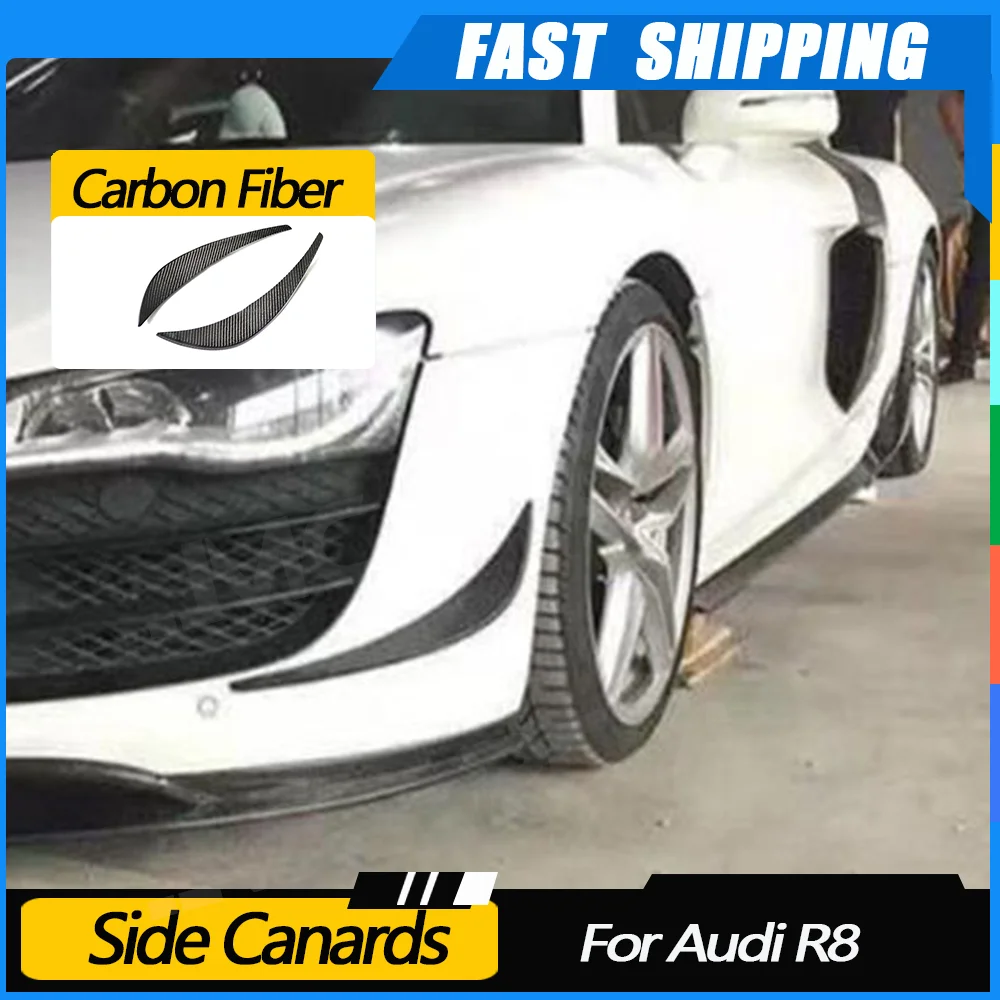 

JMCARCOOL передний бампер из углеродного волокна, накладки на плавники, боковые канавки, сплиттер, спойлер для Audi R8 2008-2015, фартуки, клапаны, Стайлинг автомобиля