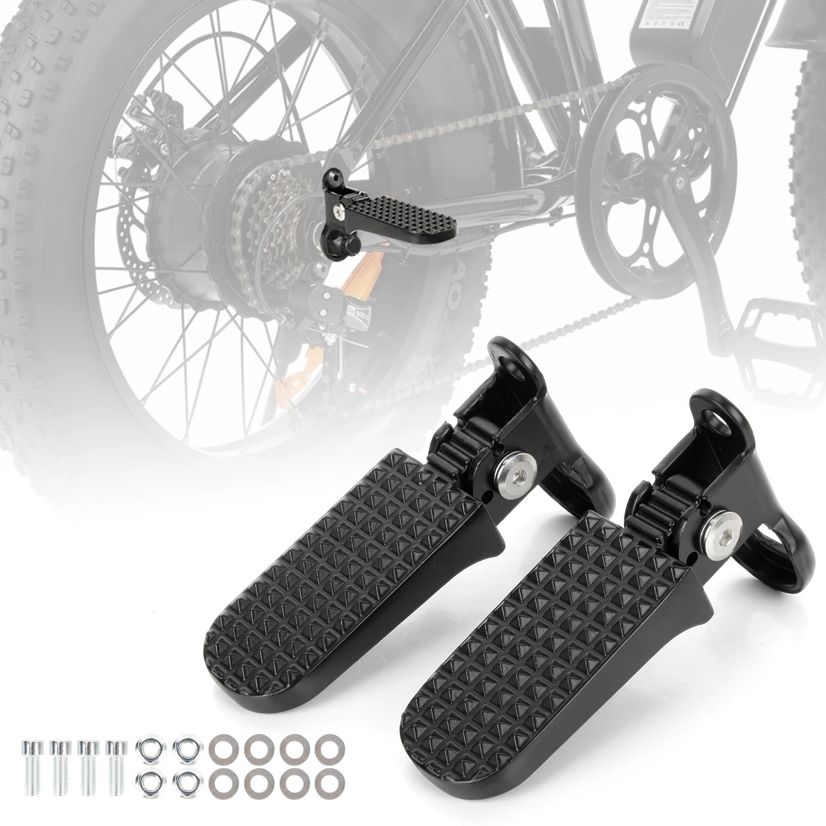 Foldable Bike Foot Pegs for Ridstar Q20 Ebike | Aluminum Rear Foot Pegs Fit 8mm Rear Axles and 10mm Mounting Hole Width