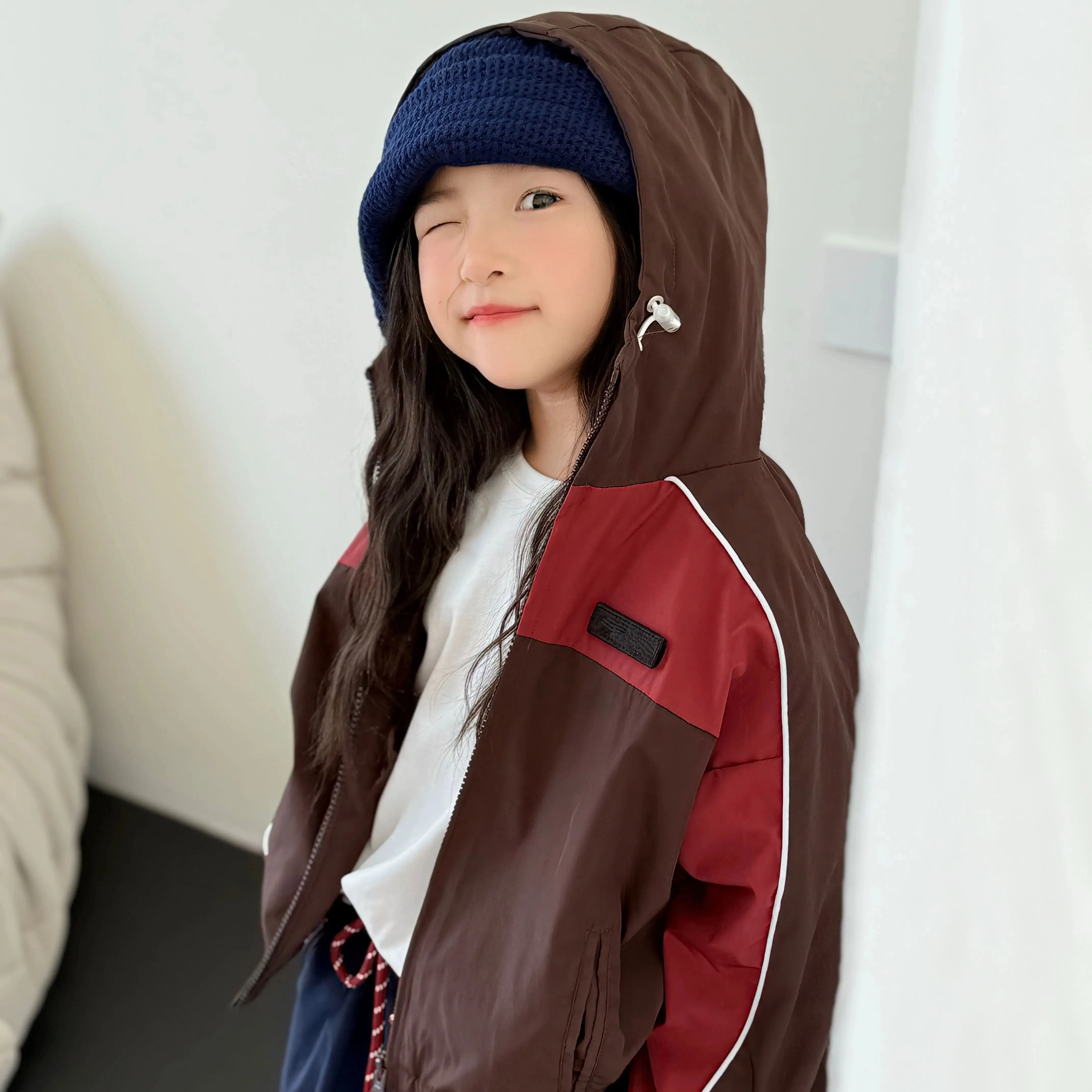 

Miu Style Autumn New Girls Color-Matched Windbreaker Jacket