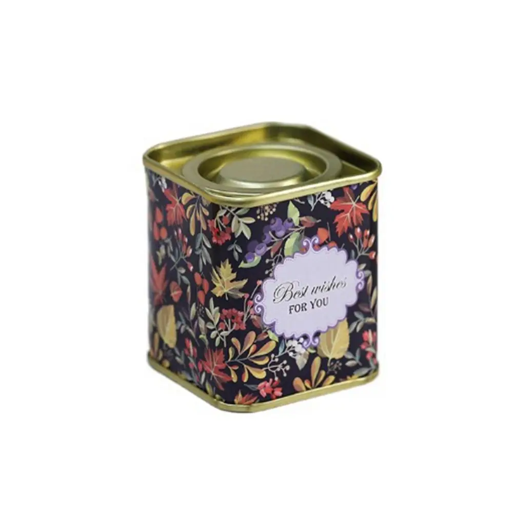 

Decorative Tinplate Tea Tin Box Small Square Metal Tea Can Sealed Portable Kitchen