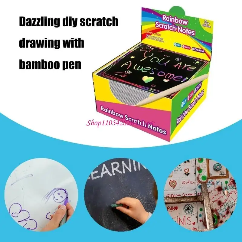 Note graffi, 100 fogli con stilo per espressione creativa Drawing arts Note Scratch Artwork per arte artistiche per bambini