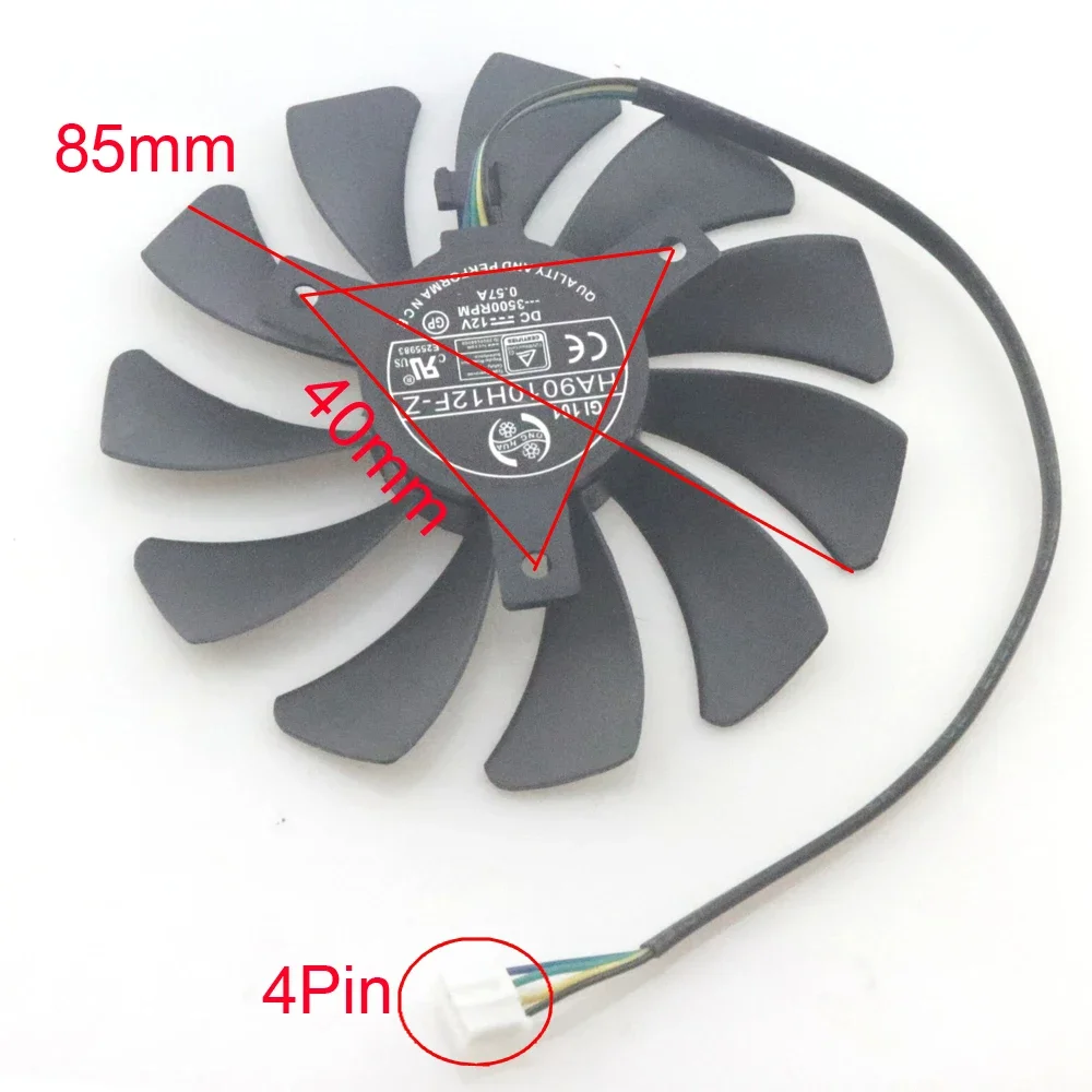 HA9010H12F-Z 12V 0.57A 85mm 40*40*40mm 4Pin For MSI RX560 550 GTX1050 GTX1060 AERO ITX Graphics / Video Card VGA Cooler Fan