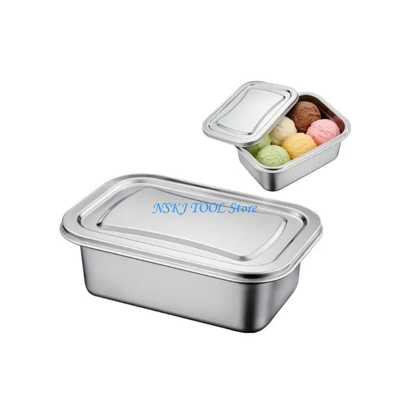 L8RC Premium Metal Ice Cream Tub With Secure Locking Lid Dishwasher Safe Dessert Container for Yogurts