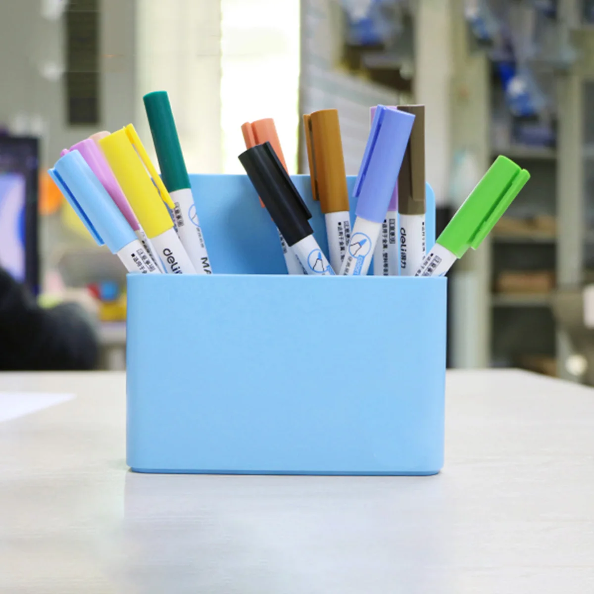 

Magnetic Stationery Storage Box Pen Holder Whiteboard Marker Chalk Plastic Organizer Office Supplies Fridge Container